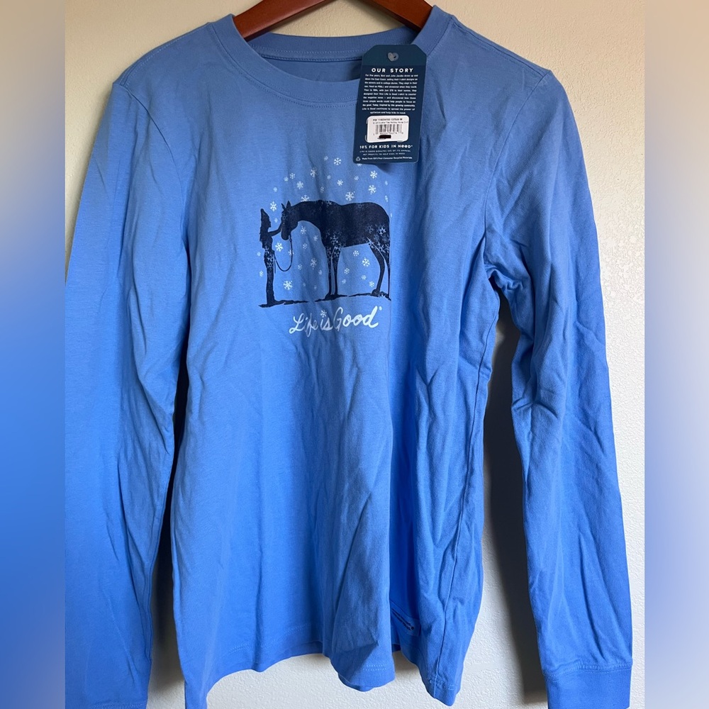 Life Is Good Womens Long Sleeve Shirt in Sky Blue